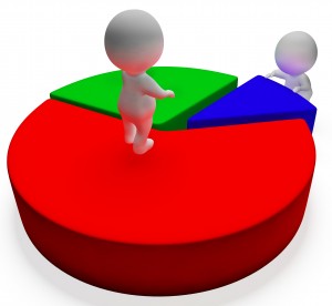 Pie Chart And 3d Characters Showing Statistics Report